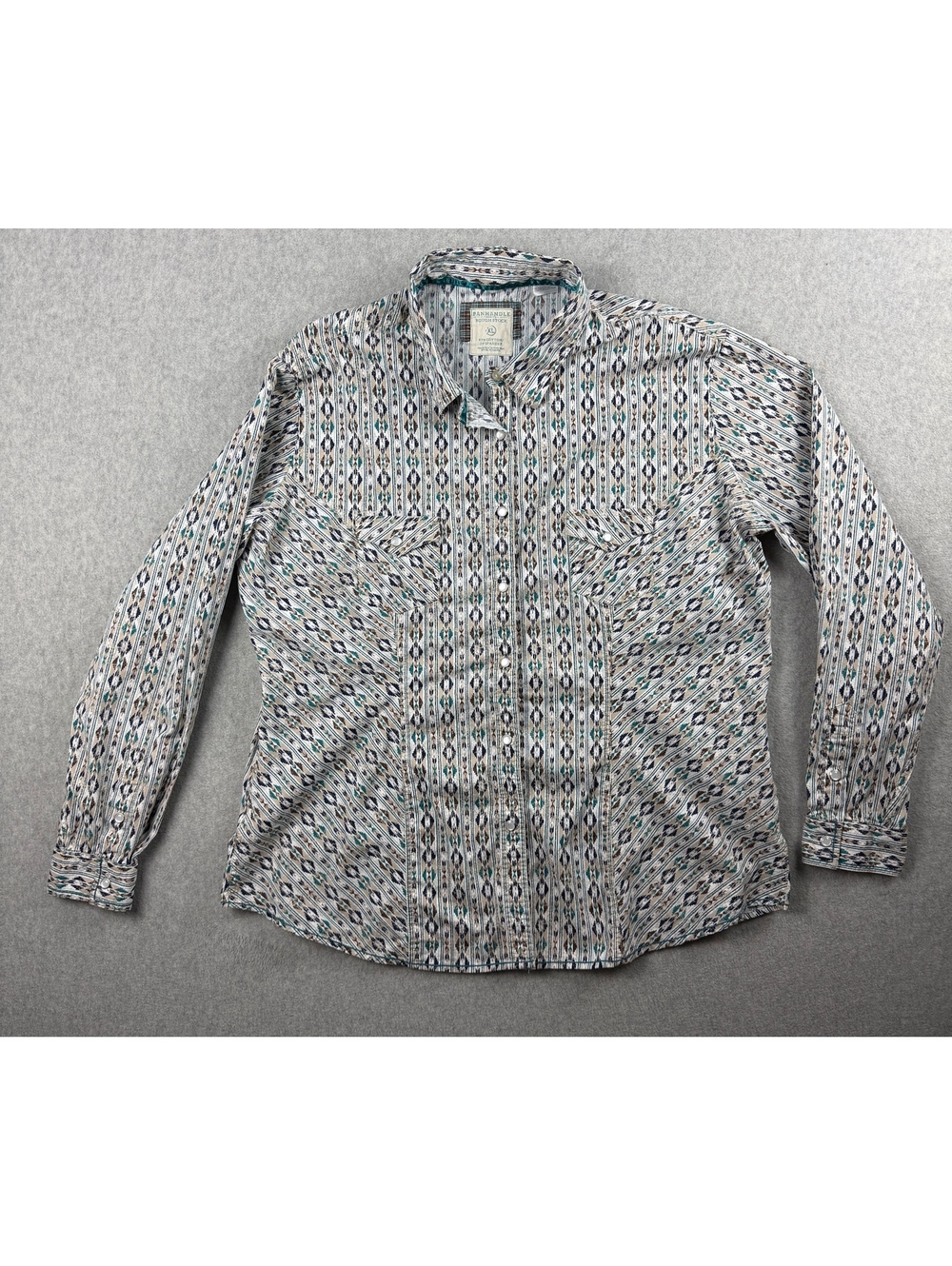 Panhandle Rough Stock Western Pearl Snap Shirt Aztec Southwestern Stretch